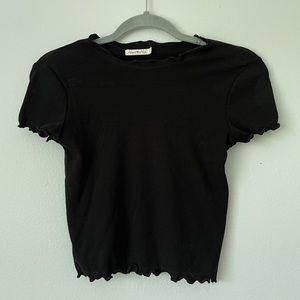 lettuce trim black crop top